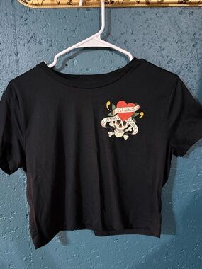 Ed Hardy Black Tee with White Logo Print